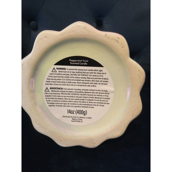 White Ceramic Christmas tree with Peppermint Twist Scented Candle 9" Tall - Picture 6 of 8